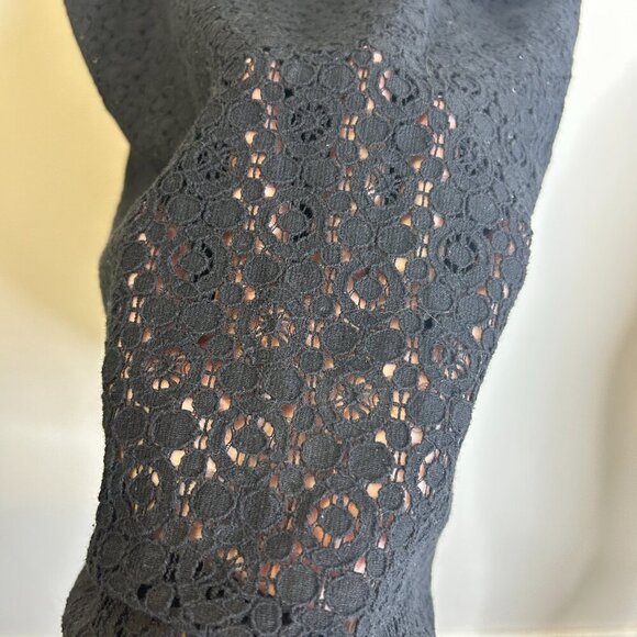 Max Studio All Over Lace Sleeveless Black Dress Sz L Smocking Cotton Eyelet - Picture 8 of 12